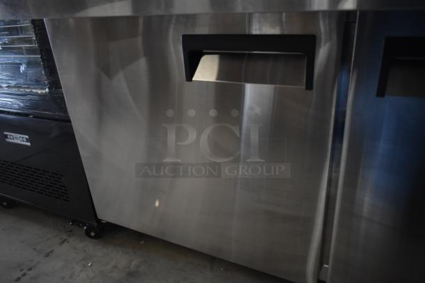 Avantco 178APT60MHC commercial sandwich salad prep table, new scratch and dent, stainless steel, 115V, 1 phase.