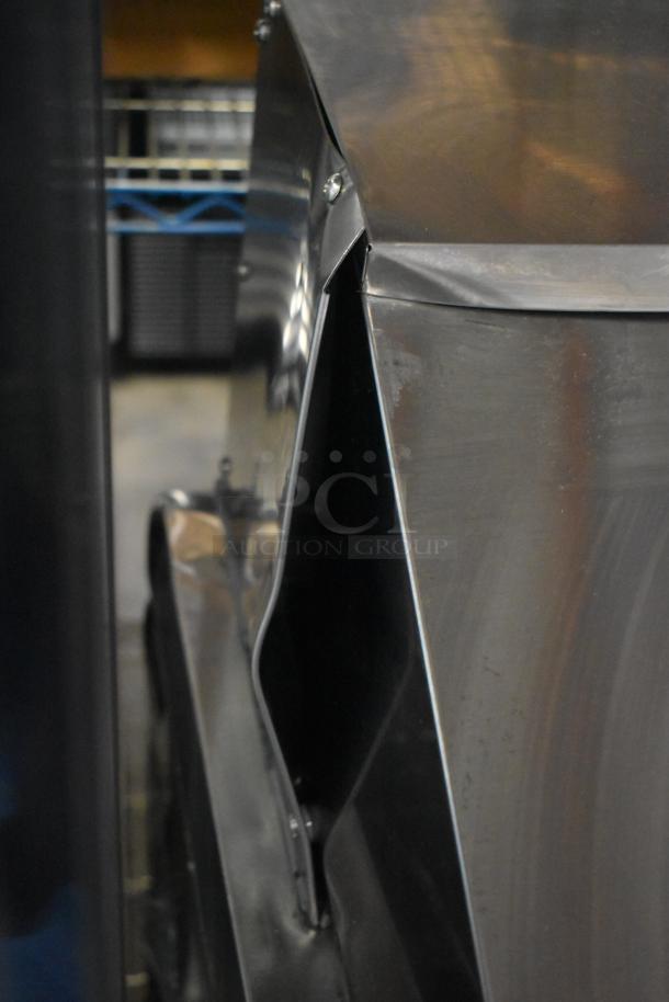 Avantco 178APT60MHC commercial prep table with visible dent and scratches on stainless steel side, new condition, 115V.