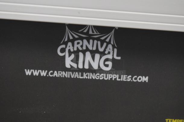 Carnival King 382HPWR18D2 18" pizza warmer, brand new scratch and dent, 120V, 1 phase, displaying logo and website.