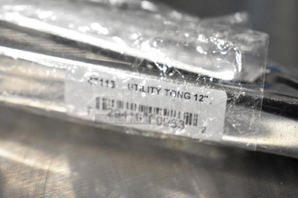 12" utility tong with label "47113 UTILITY TONG 12", part of a 32-piece scratch and dent kitchen set.