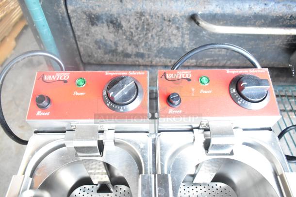 Brand new Avantco 177PC102 electric countertop pasta cooker, 2-gallon capacity, dual section, minor scratches, 120V, 1 phase.