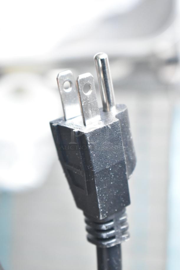 Close-up of plug for Avantco 177PC102 electric pasta cooker, emphasizing power source compatibility.