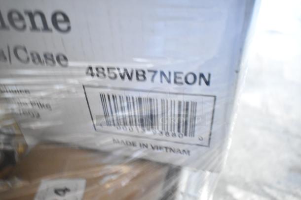 Barcode and label on packaged item, code "485WB7NEON," marked "Made in Vietnam," on a scratch and dent auction lot.