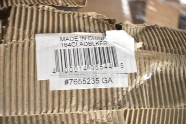 Cardboard box with "Made in China" label featuring barcode, product code "164CLADBLKFR," and "#7655235 GA."