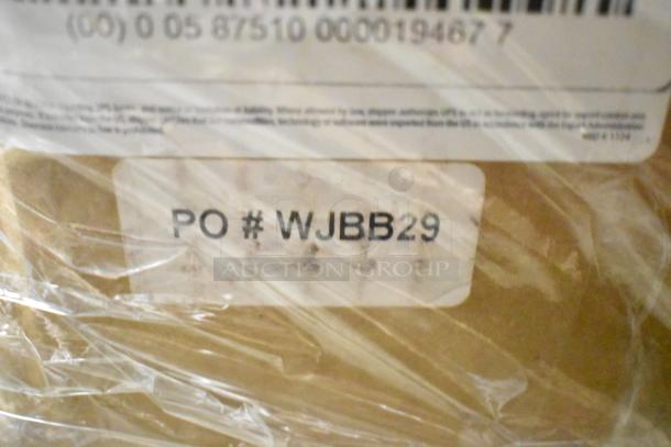 Packaged box labeled "PO # WJBB29" with a barcode; part of 30 new scratch and dent items, including ketchup and automatic refills.