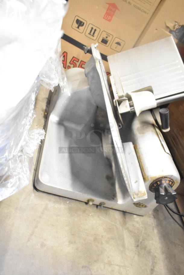 Hobart 1612 Commercial Meat Slicer, countertop model, 115 volts, 1 phase, used condition, visible control dial.
