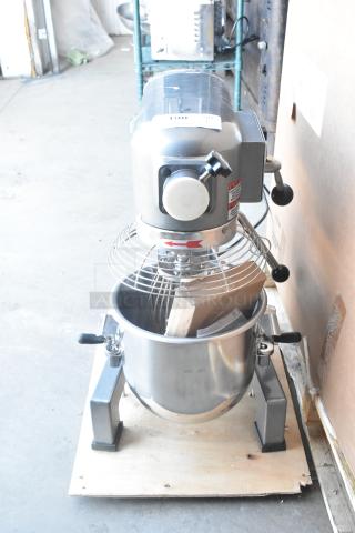 Brand new Avantco MX10H 10 Qt planetary dough mixer, scratch and dent; includes bowl, whisk, dough hook, paddle. 120V.