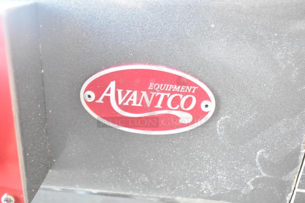 Red Avantco Equipment logo on the Avantco MX10H commercial mixer, showing brand recognition.