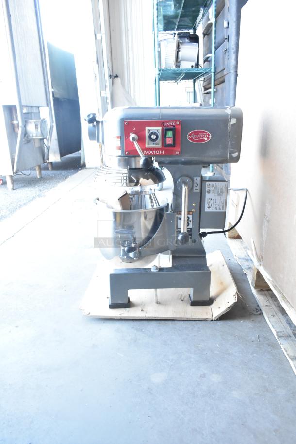 BRAND NEW Avantco MX10H 10 Quart Planetary Dough Mixer with bowl, guard, whisk, hook, paddle; 120V, 1 phase.