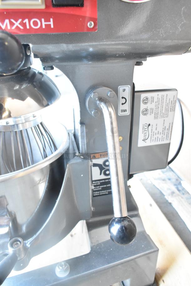 Avantco MX10H 10 Quart Commercial Mixer, new with scratch and dent, includes bowl, guard, whisk, hook, paddle, 120V.