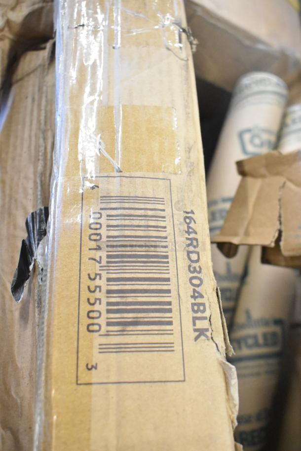 Damaged cardboard box showing barcode and label "164RD304BLK," part of a scratch and dent auction item set.