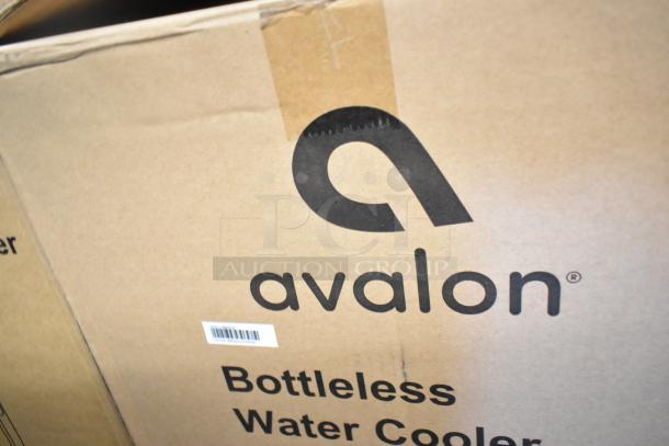 Avalon A5 Bottleless Water Cooler Dispenser box, new, self-cleaning, with visible logo and barcode.