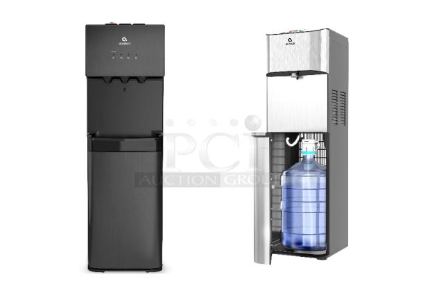 Two Avalon water coolers: A3BLK self-cleaning and A14, both bottom-loading. Brand new with minor cosmetic flaws. Stock image.