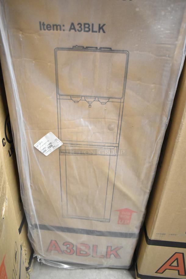 Avalon A3BLK box with self-cleaning bottom loading water cooler illustration. Scratch and dent condition.