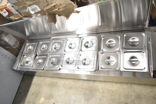 Arctic Air ACP63 63" refrigerated countertop condiment prep station, brand new with scratch and dent, 115 volts, 1 phase.