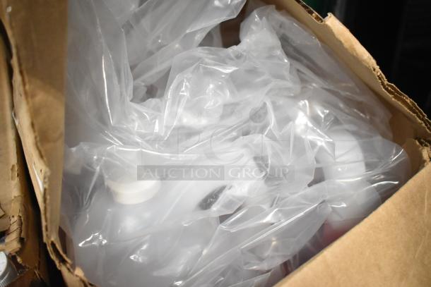 Box containing Diversey Crew Heavy Duty Toilet Bowl Cleaner, Biotech Multi Surface Cleaner, Curad Alcohol Pads in original packaging.