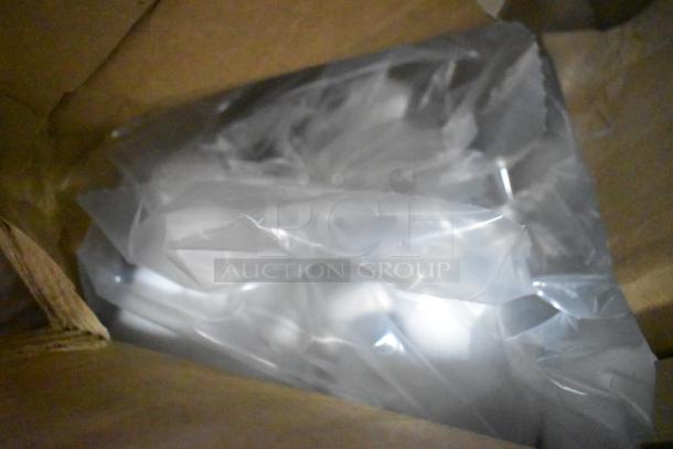 Box of assorted cleaning supplies including Diversey Crew Toilet Bowl Cleaner, Biotech Multi Surface Cleaner, and Curad Alcohol Pads.