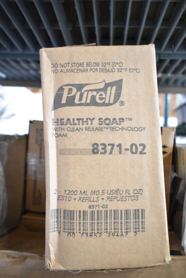 Auction item showing a Purell Healthy Soap box with Clean Release Technology. Marked "8371-02," 2 x 1200 ml refills.