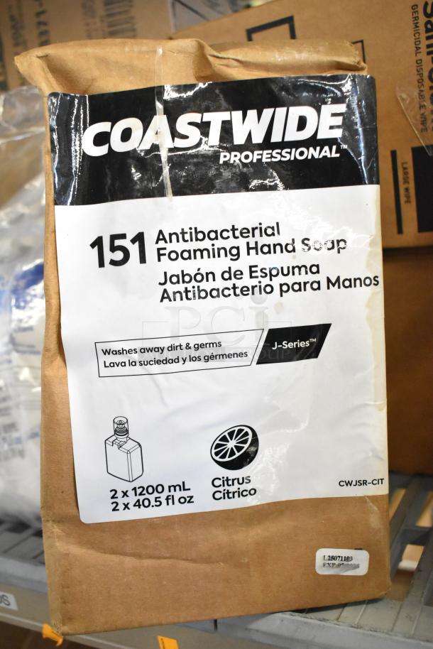 Brown Coastwide Professional Antibacterial Foaming Hand Soap packaging, 2 x 1200 mL, citrus scent, J-Series.