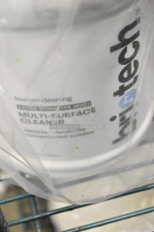Two-tier lot with Betco AF79 cleaner, Coastwide disinfectant, Purell sanitizer foam, Briotech multi-surface cleaner.