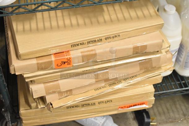 Two-tier lot with items like Betco AF79 Cleaner, Coastwide Disinfectant, Purell Sanitizer, Briotech Sanitizer. Boxes labeled with item numbers and quantities.