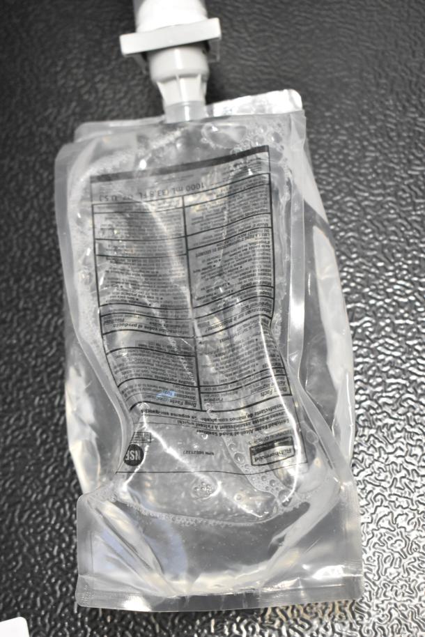 Pack of Purell Advanced Hand Sanitizer Foam, clear plastic bag with dispensing cap, label with usage instructions.