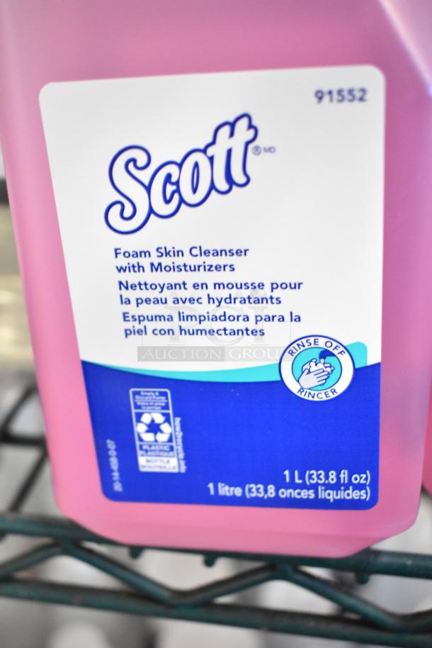 Scott Foam Skin Cleanser, 1L bottle, with moisturizers, pink container. Unused condition. Marked with recycling symbol.