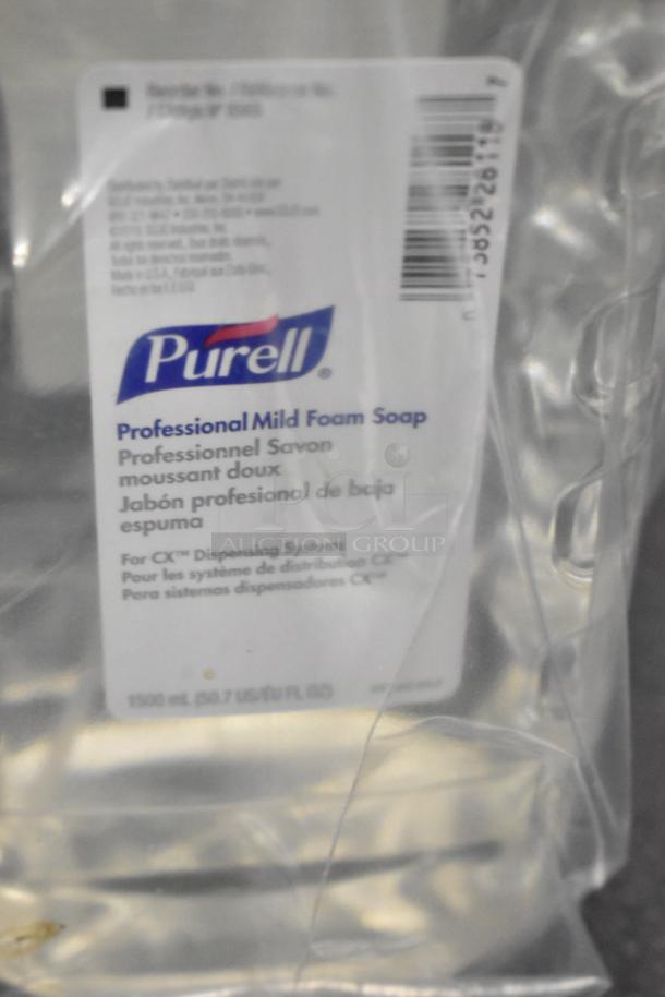 Purrell Professional Mild Foam Soap bag, 1500 ml, with bilingual label for dispensing systems.
