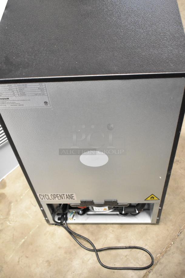 Brand new Honeywell H115BCS can cooler, 115 volts, 1 phase. Minor scratches and dents visible. Cyclopentane label.