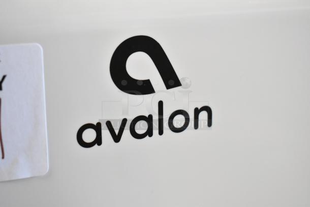 Avalon A1CTWTRCLRWHT brand logo on a new countertop water cooler dispenser. 115V, 1 Phase, scratch and dent condition.
