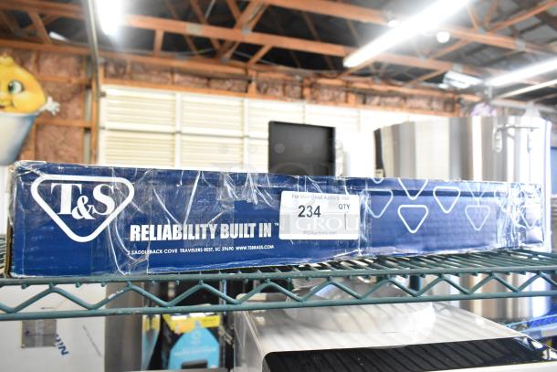 T&S B-1142-XS Deck Mount Workboard Faucet box with visible branding and information label, new condition.