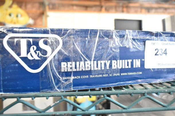 BRAND NEW T&S B-1142-XS Deck Mount Workboard Faucet in original packaging. Features 8" centers, 5 3/4" gooseneck.