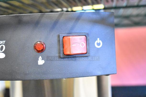 BRAND NEW Avantco 177C15 Pourover Airpot Coffee Brewer; 120V, 1 Phase. Red power switch, coffee and power icons visible.