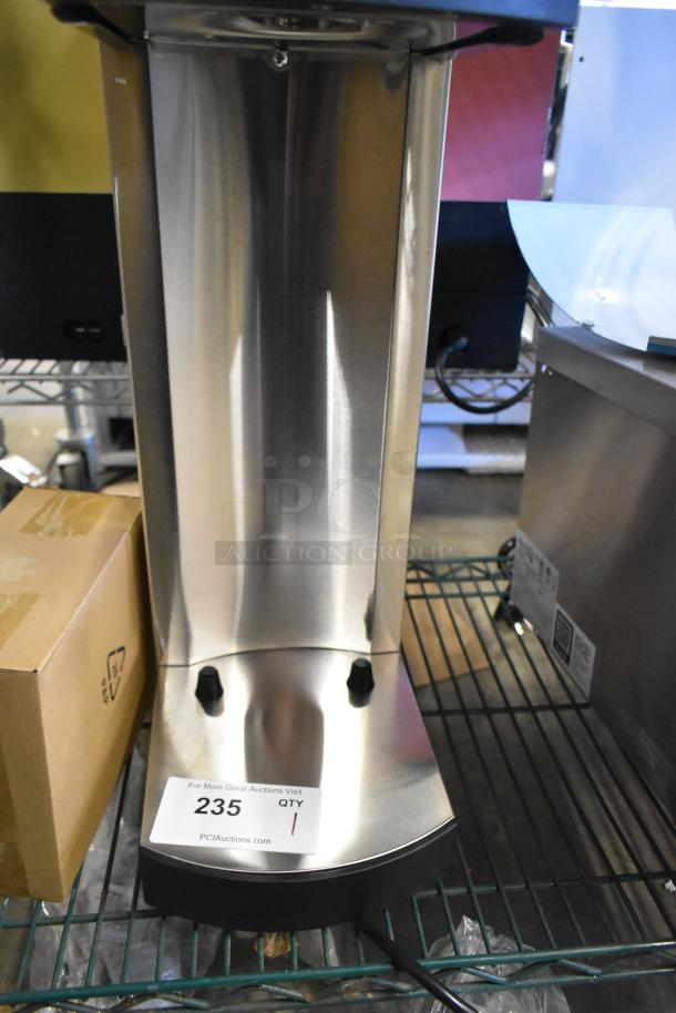 Brand new Avantco 177C15 Pourover Airpot Coffee Brewer, 120V, with minor scratches and dents, on display shelf.