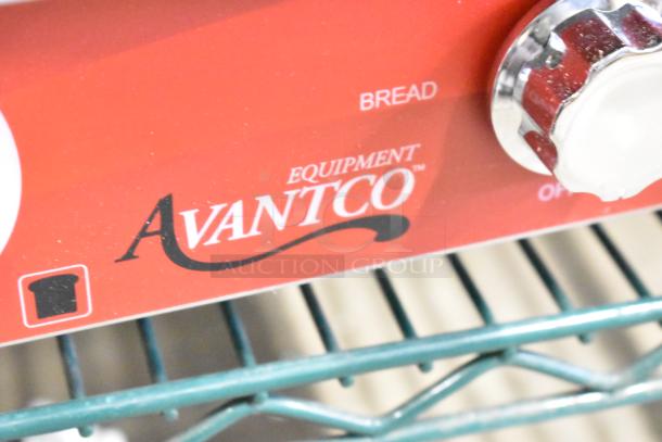 Brand new Avantco 184T140 10" conveyor toaster, 1750W, 300 slices/hr, 120V, 1 phase, with scratches and dents visible.