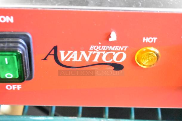 BRAND NEW SCRATCH AND DENT! 2025 Avantco commercial dual panini grill with grooved plates, 19 5/8" x 9 1/8" cooking area.