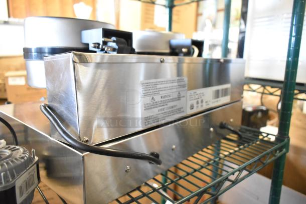 BRAND NEW SCRATCH AND DENT! 2024 Carnival King 382WSM22 non-stick double waffle maker, stainless steel, with timers, 120V.