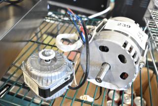 Two new scratch and dent Avantco motors: Avantco 17812245 condenser fan motor, Avantco 177SL512MTR 1/2 HP motor.