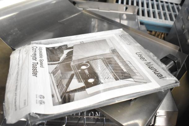 Brand new Galaxy 177GCT10 conveyor toaster with 3" opening, 120V, 1 phase. Includes user manual. Scratch and dent condition.