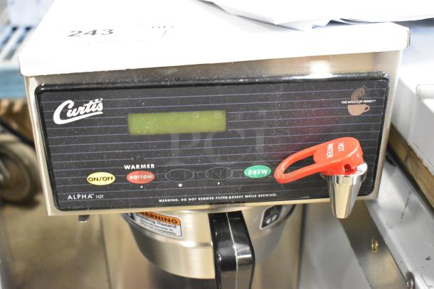 BRAND NEW Curtis ALP1GT12A000 12-cup coffee brewer, scratch and dent, features 1 lower warmer, 120 volts, 1 phase.