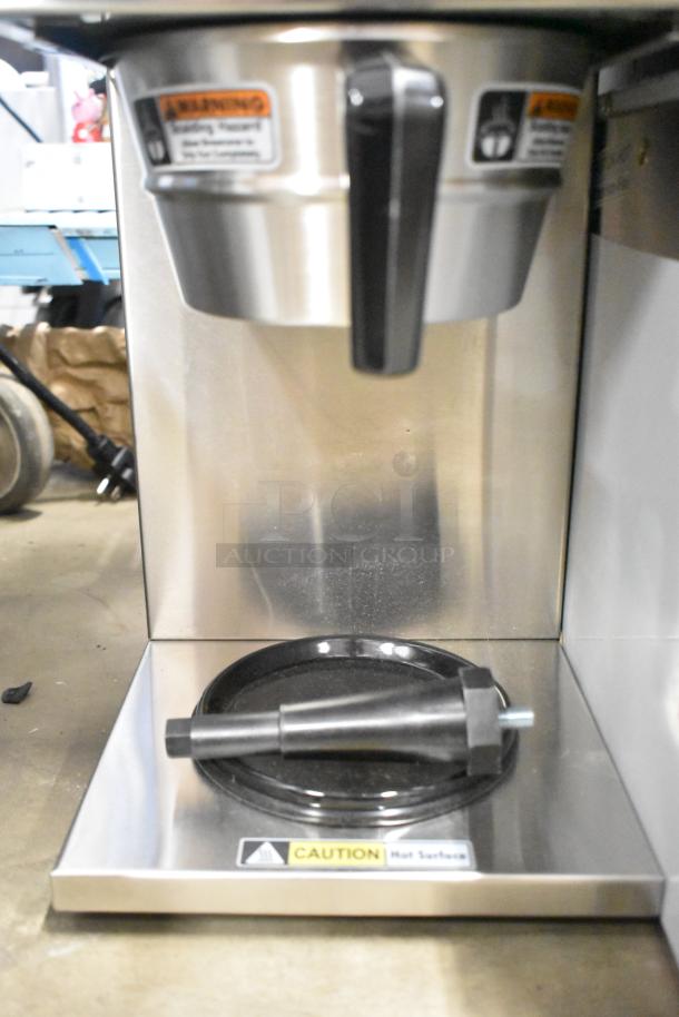 Brand new Curtis ALP1GT12A000 12 Cup Coffee Brewer with lower warmer. Notable scratch and dent condition. 120V, 1 phase.