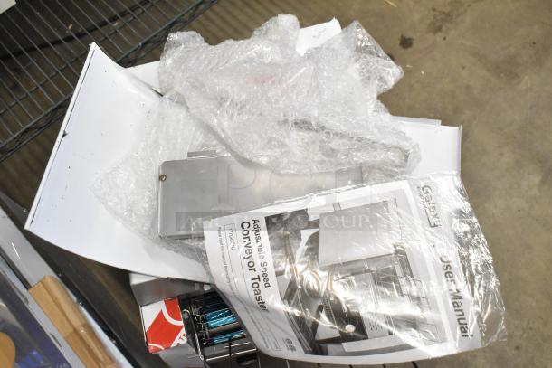 Brand new Galaxy 177GCT10 Conveyor Toaster, 3" opening, 120V, 1 phase, with manual. Scratch and dent condition.