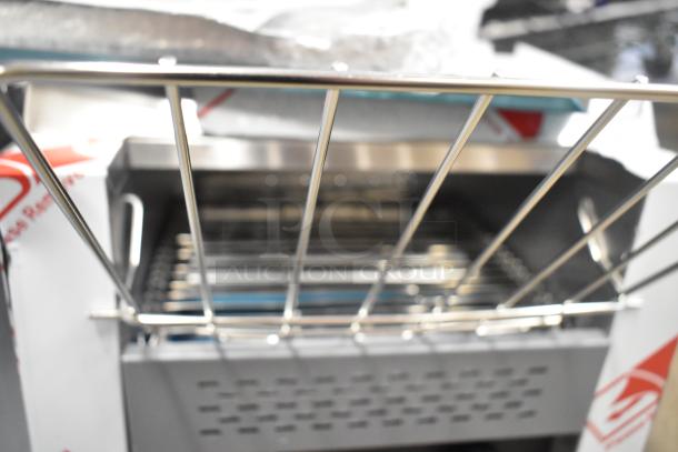 BRAND NEW Galaxy 177GCT10 Conveyor Toaster, 3" opening, 120V. Stainless steel, minor scratches, ideal for commercial use.