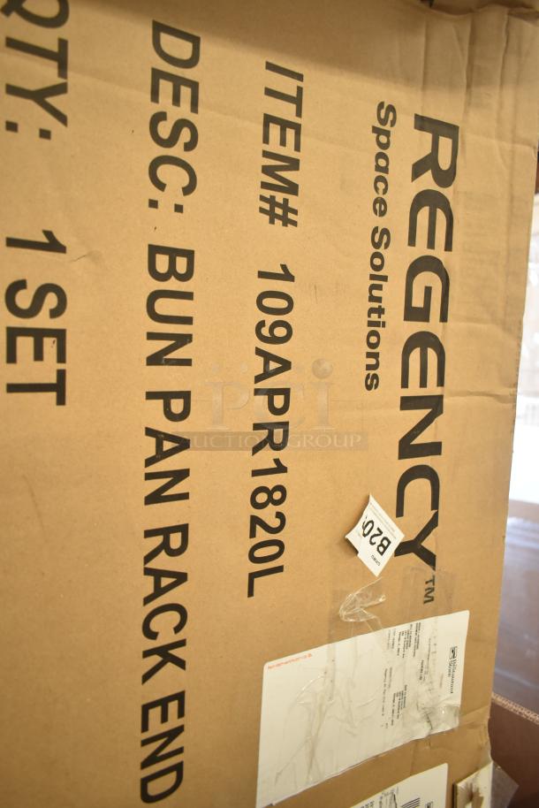Regency Space Solutions bun pan rack box, item# 109APR1820L. New, scratch and dent condition label visible.