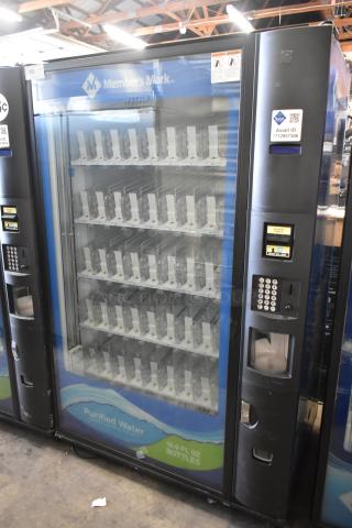 Crane 5800-4 Metal Drink Vending Machine, Bill Acceptor, 115V, 1 Phase, Shelved Interior, Good Condition.