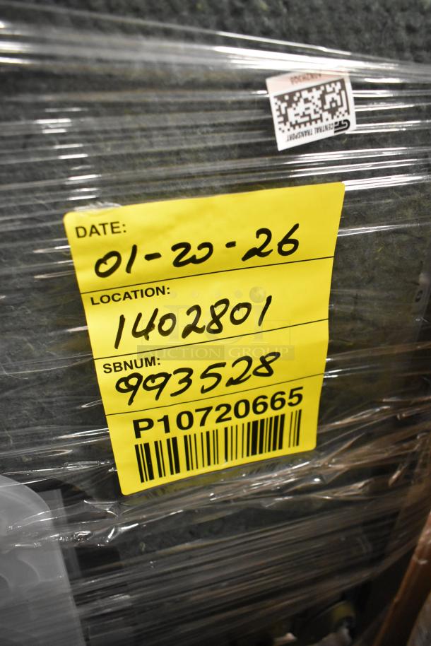 Yellow label on Honeywell 24" dishwasher shows date 01-20-26, location 1402801, serial 993528, barcode P10720665.