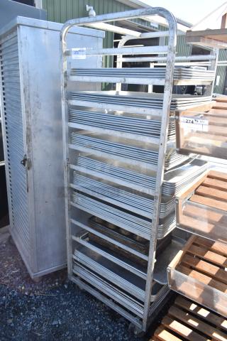 Channel Commercial Pan Transport Rack on Commercial Casters w/ 50 Baking Pans.