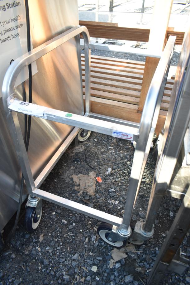 Winholt commercial pan rack on casters, sturdy metal frame, commercial-grade, has label and auction tag.