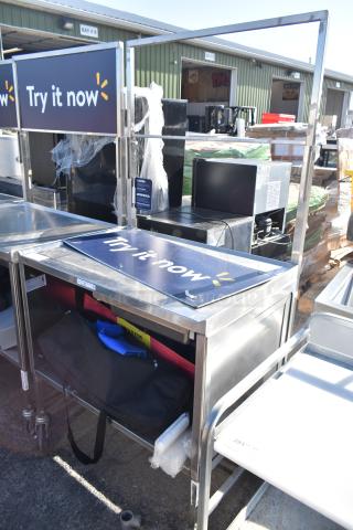 National Cart Commercial Portable Counter w/ Contents, Under Shelf and Drawer on Commercial Casters.