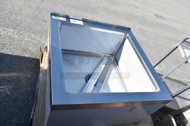 Regency 600SM242412 stainless steel mop sink, 24"x24"x12" bowl, brand new, visible label indicating 29".